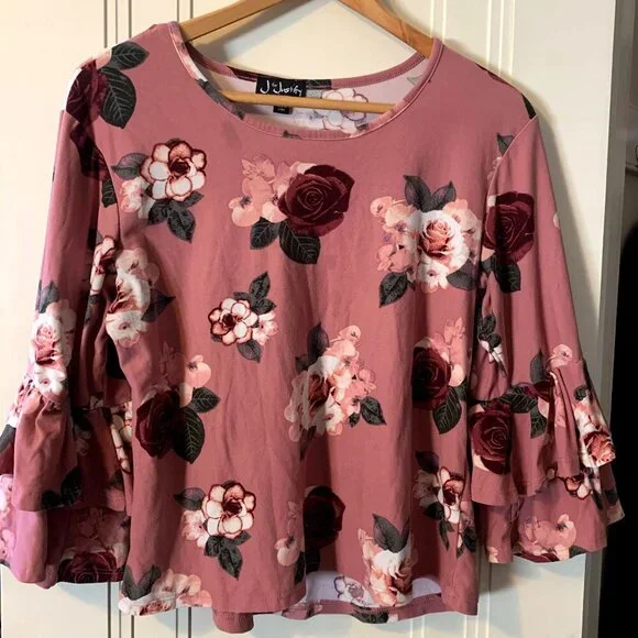 Pink Floral Top / Shirt / Blouse - Picture 1 of 5